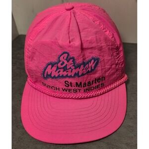 Vintage Cobra Caps St. Maarten Neon Pink Nylon Rope Snapback Hat Mens OSFM